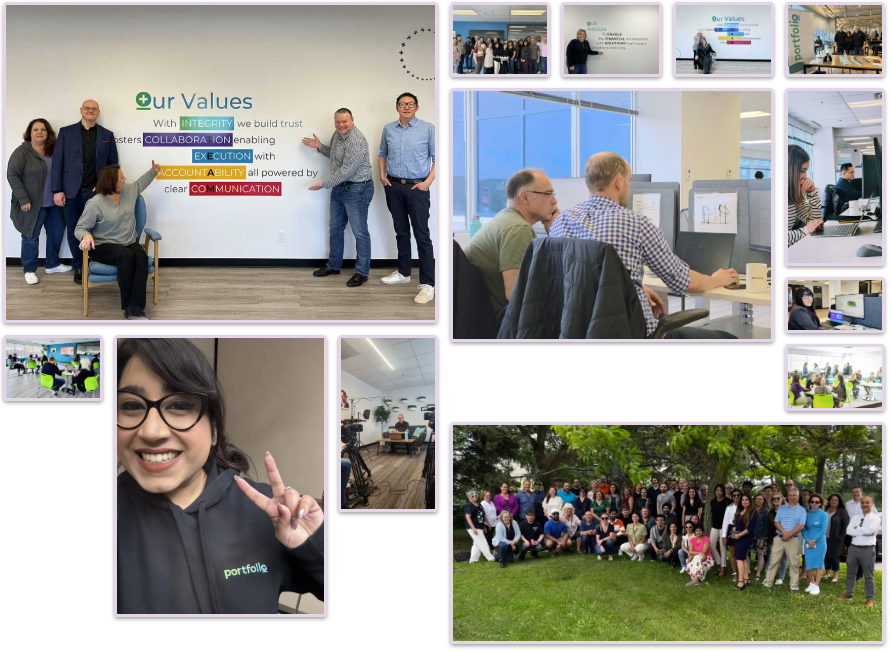 various photos of Portfolio+ team