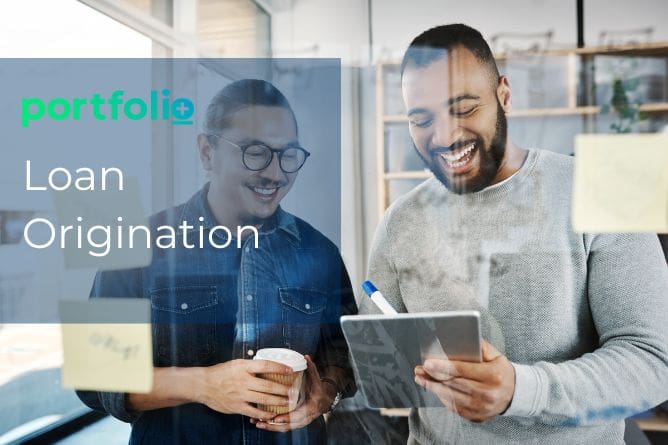 Two men looking at notepad