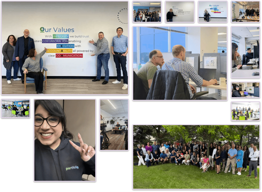 various photos of Portfolio+ team
