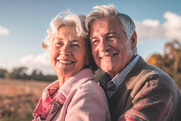 Portrait of retired couple enjoying retirement after saving with an RRSP. 