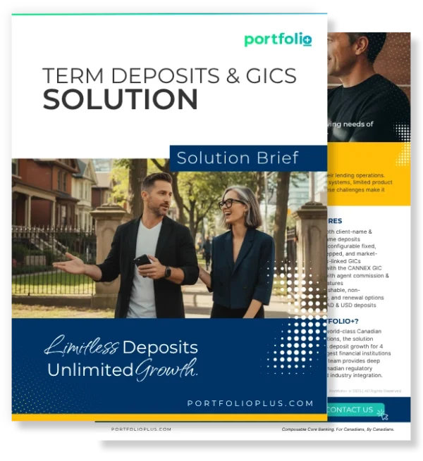 Term Deposits & GICs Solution Brief cover page with the text "Limitless Deposits. Unlimited Growth."