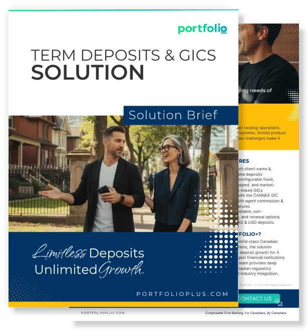 Term Deposits & GICs Solution Brief cover page with the text "Limitless Deposits. Unlimited Growth."